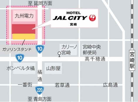 駐車場へのアクセスの仕方：一方通行ですので九州電力ビルの裏を周回してください。